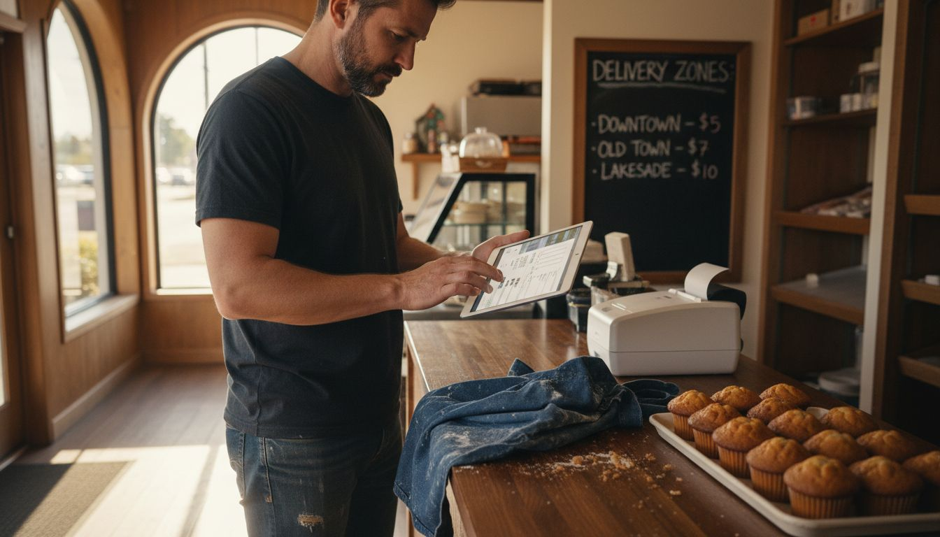 Shop manager entering business location details