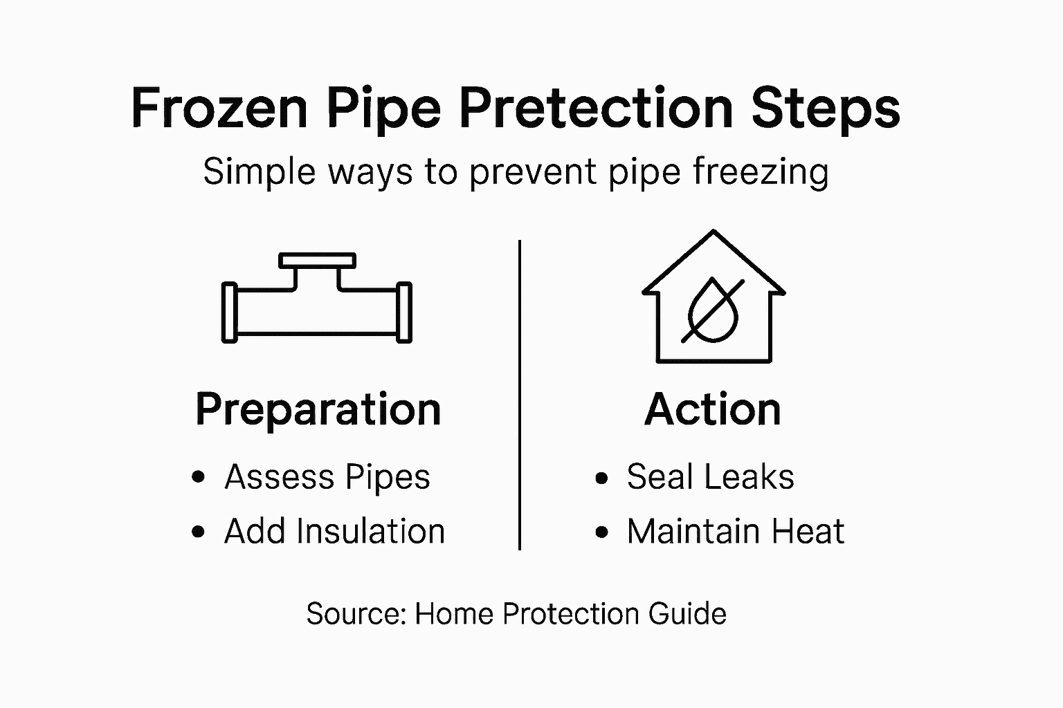 Infographic showing frozen pipe protection steps