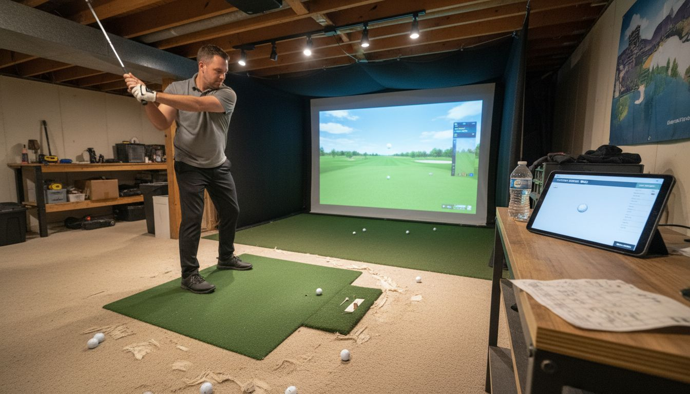 Person using smart golf simulator system