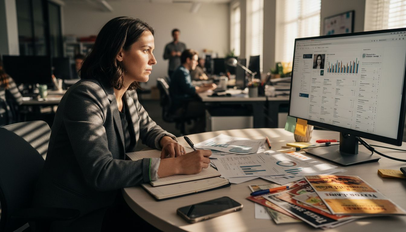 Marketing manager tracking business leads