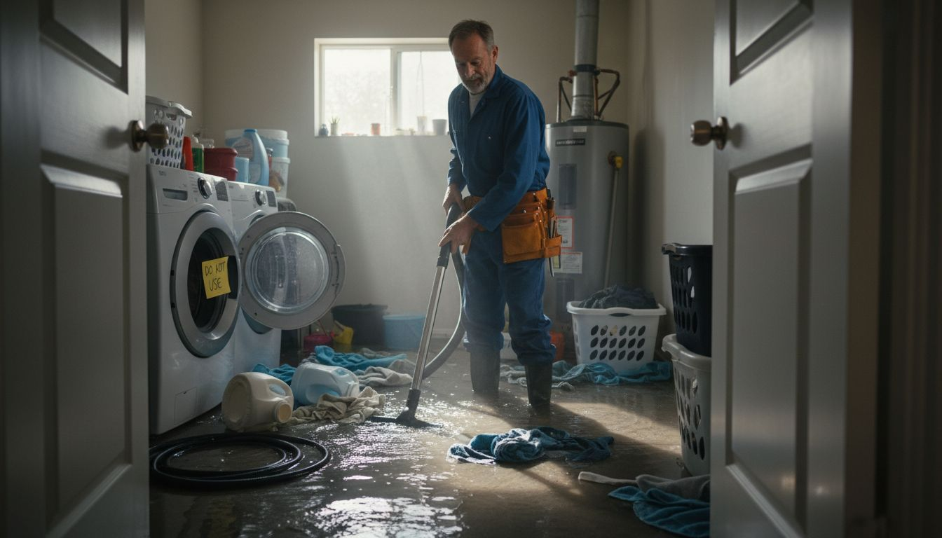 Plumber cleanup after pipe burst