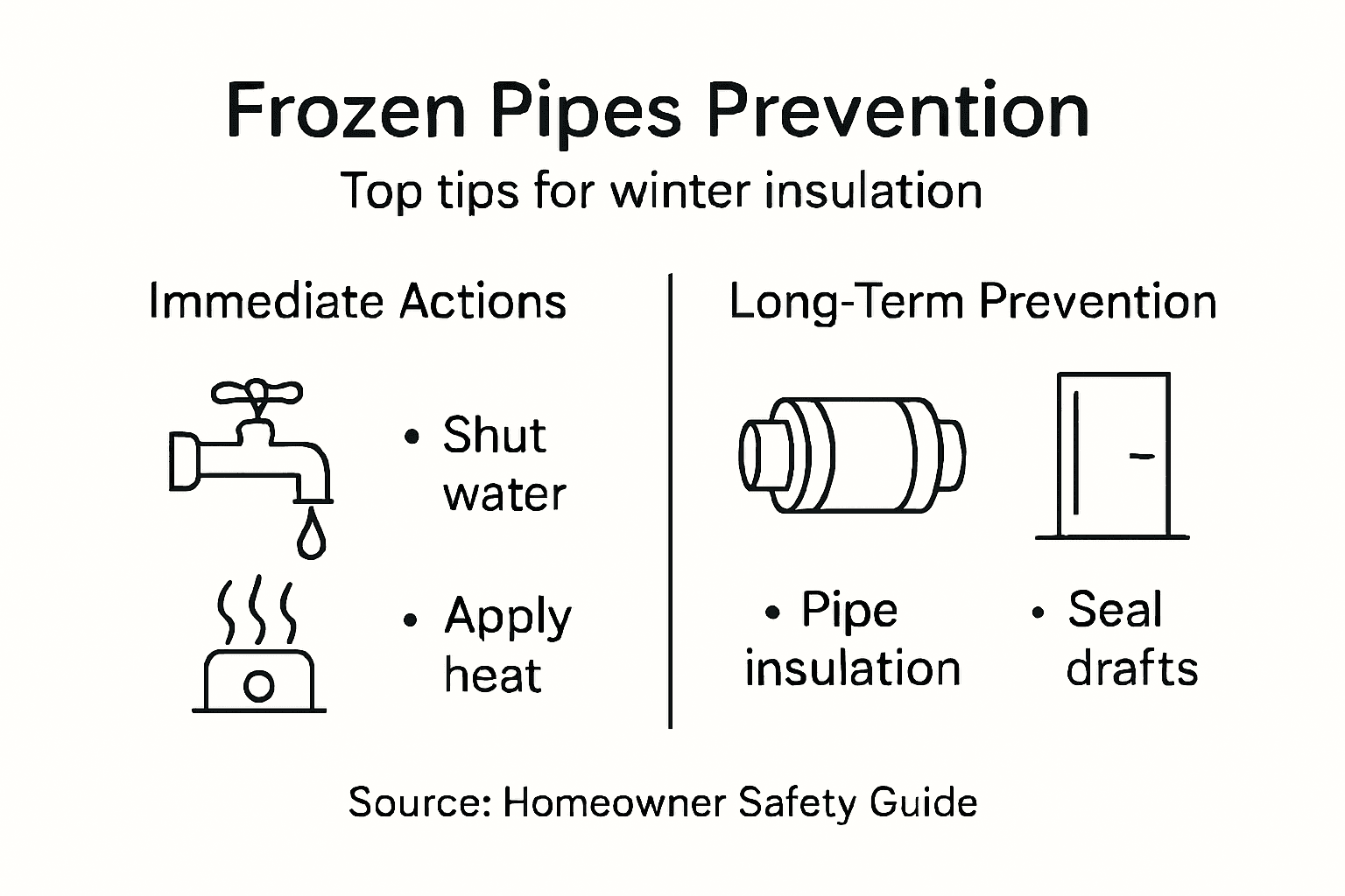Infographic showing frozen pipes prevention