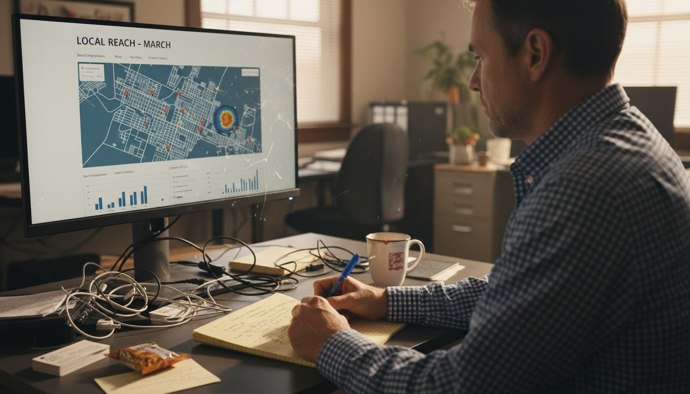 SEO manager reviews local ranking reports