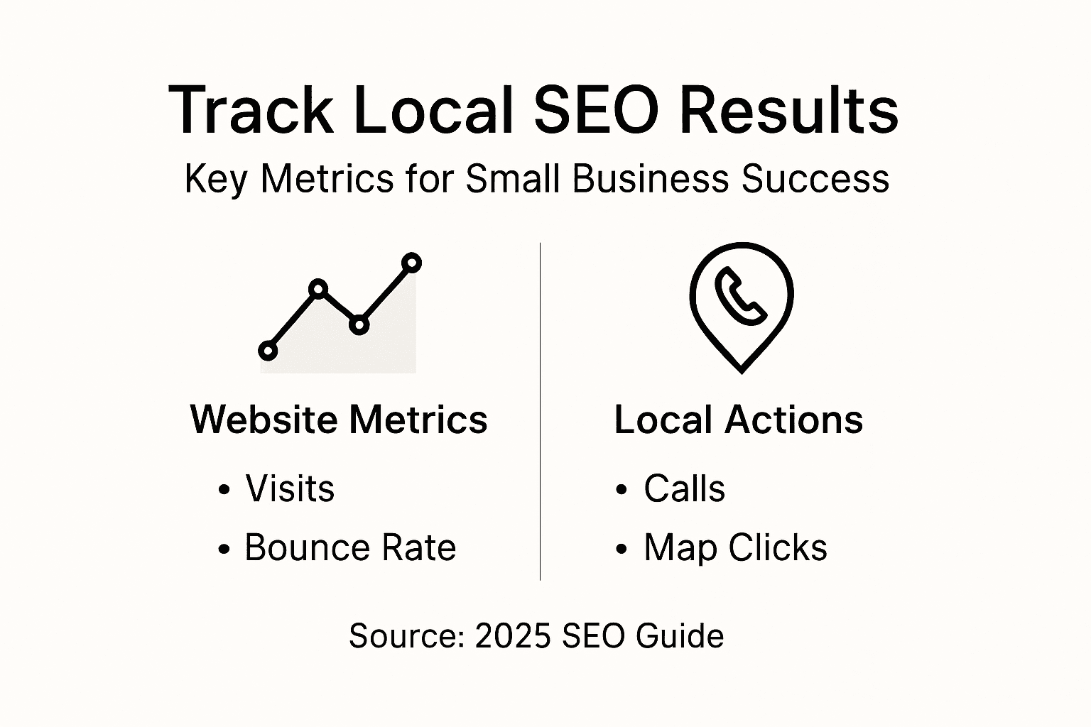 Infographic showing local SEO tracking steps and metrics