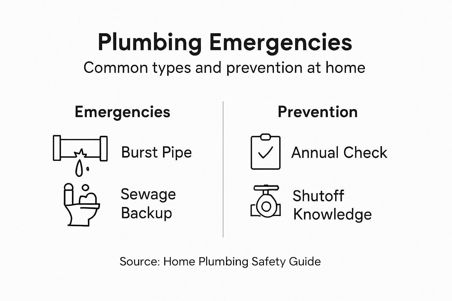 Infographic showing plumbing emergencies and prevention