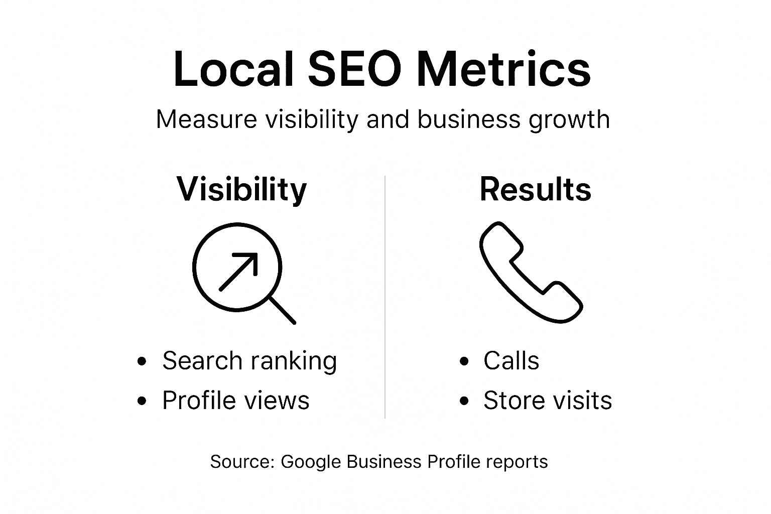Infographic showing key local SEO metrics