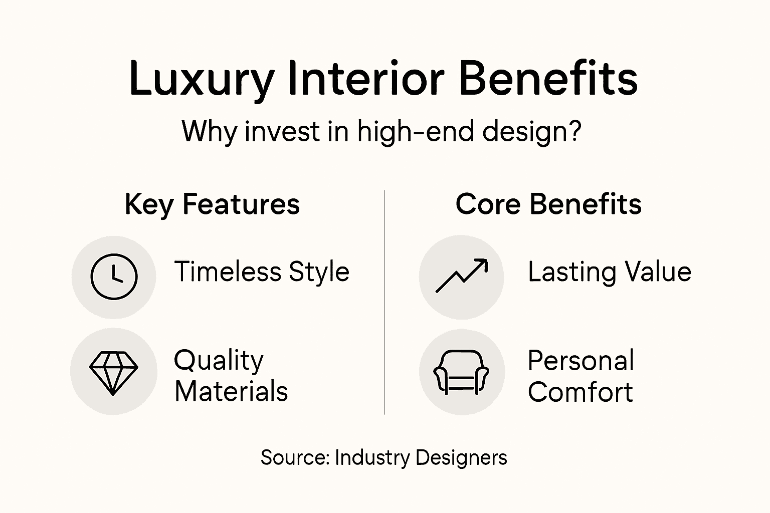 Infographic summarizing luxury interior design benefits