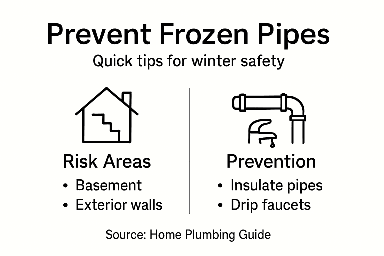 Infographic with frozen pipe prevention tips