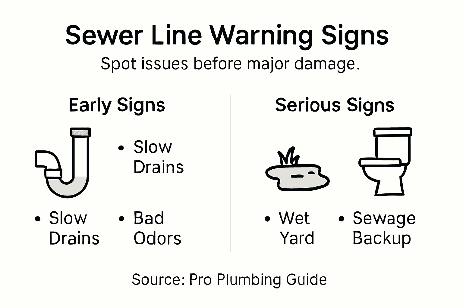 Infographic summarizing sewer line warning signs
