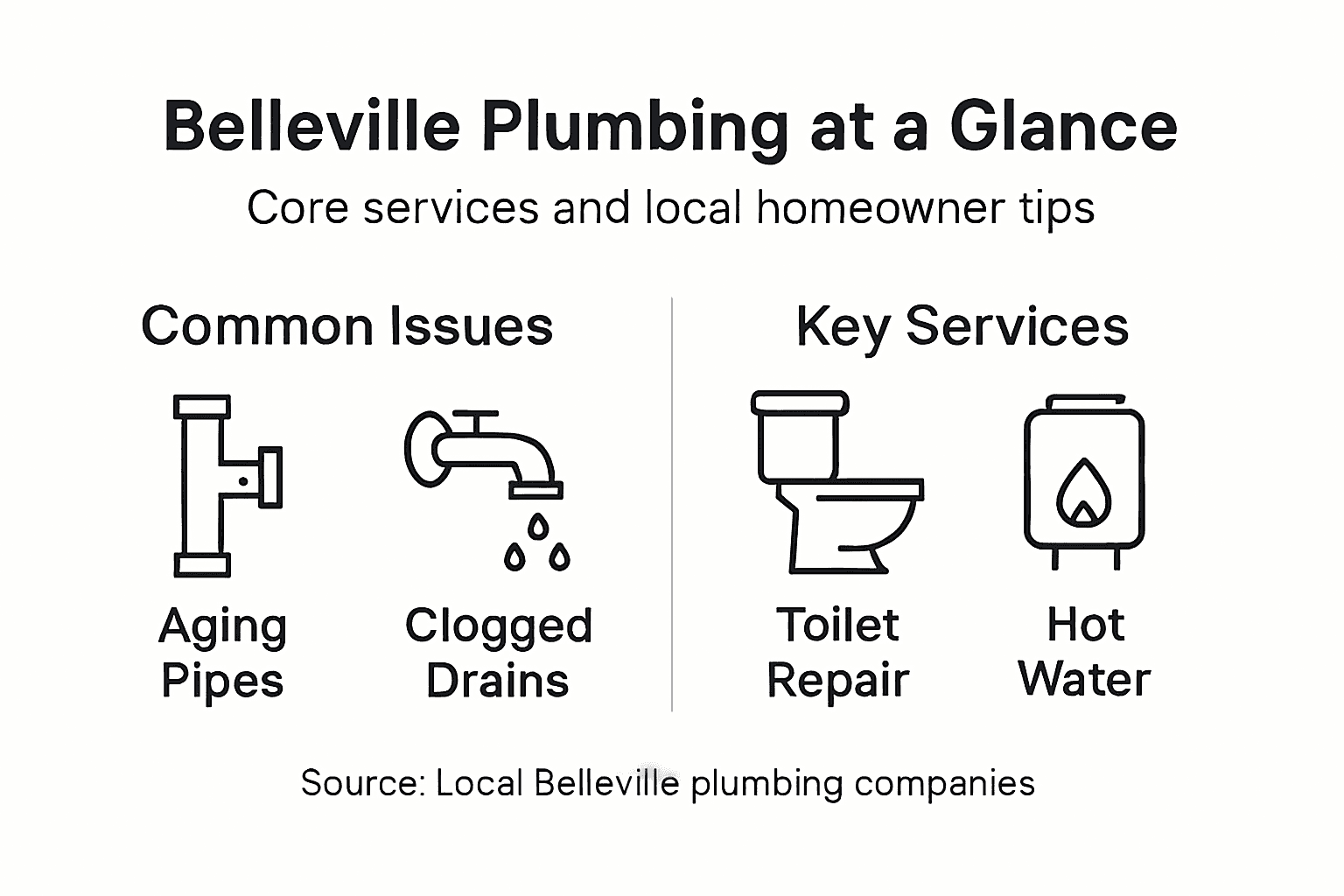 Infographic showing Belleville plumbing services and issues