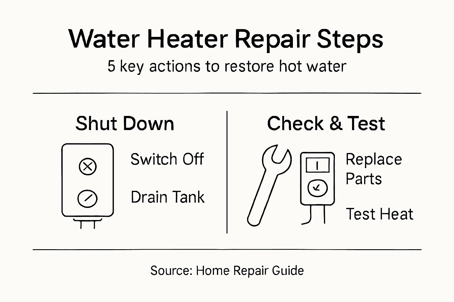 Infographic of water heater repair steps and tips