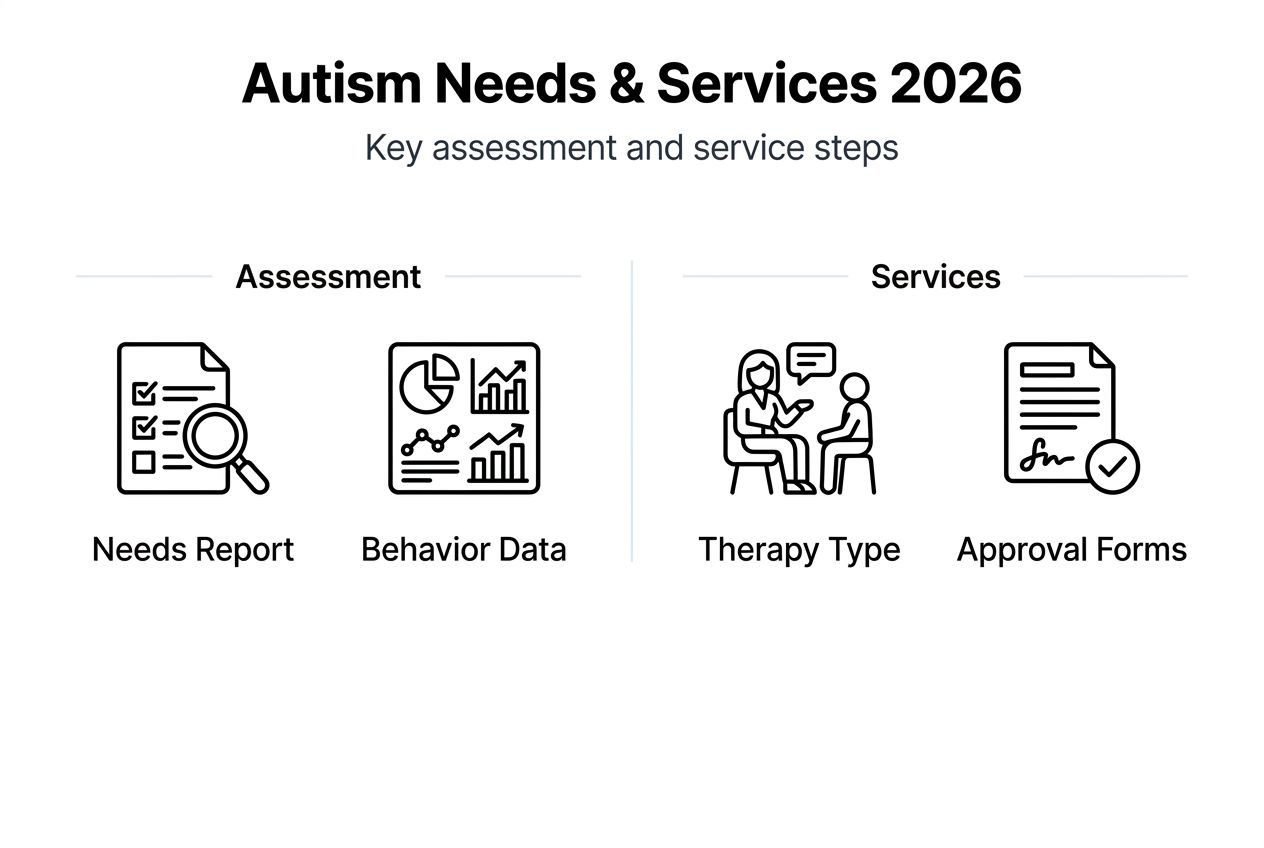 Infographic of autism needs and service steps
