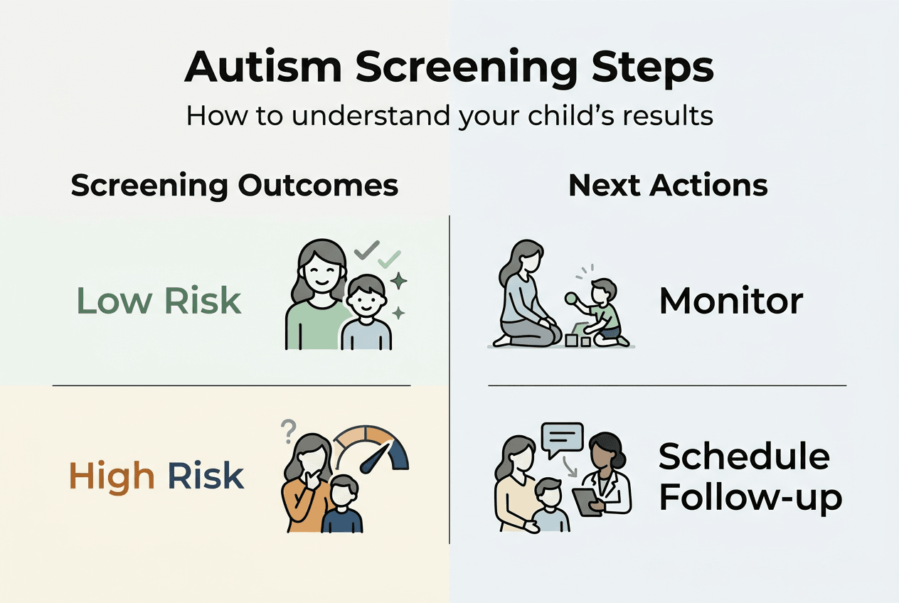 Infographic showing autism screening steps