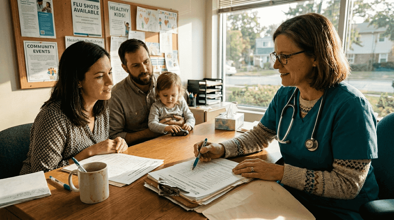 Pediatrician reviewing autism screening tool