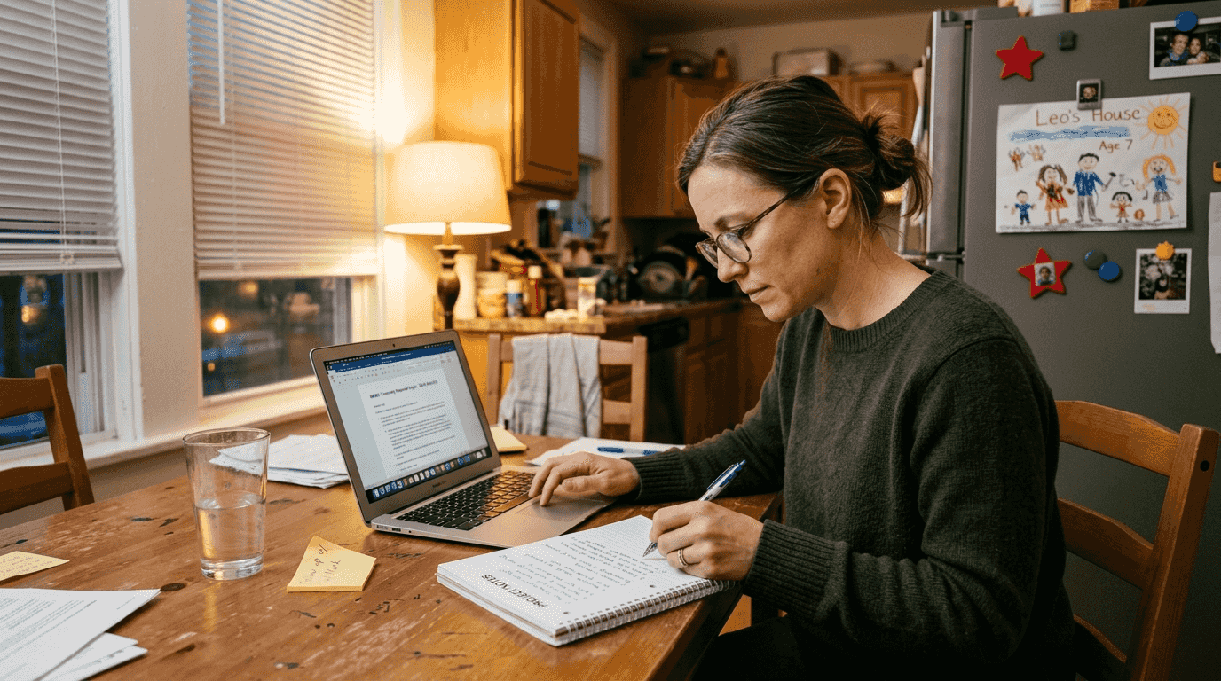 Parent preparing autism therapist interview notes