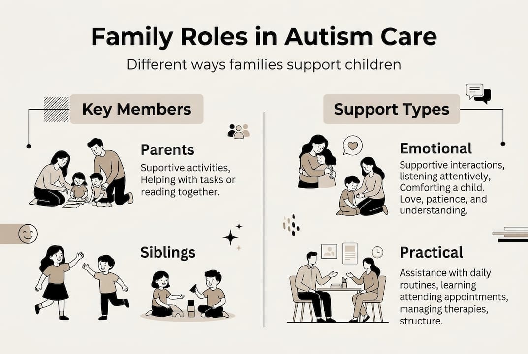 Infographic on family roles and support in autism
