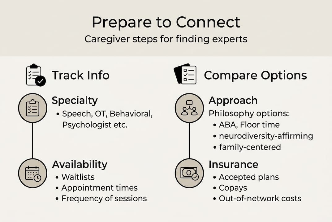 Infographic checklist for connecting with autism experts