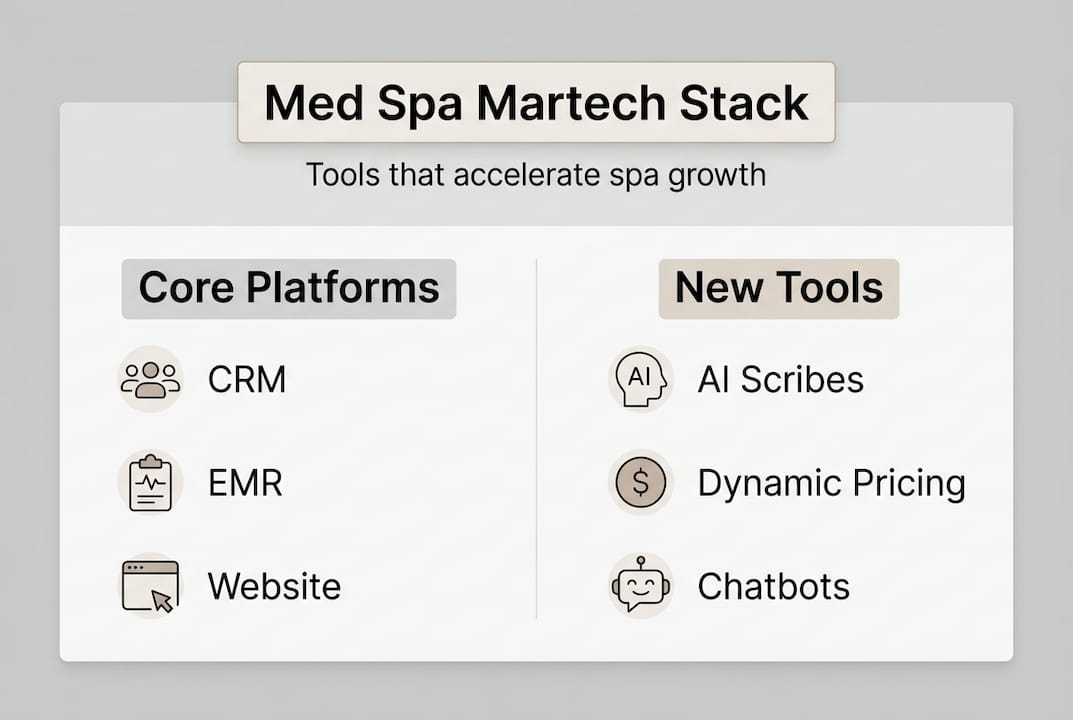 Infographic of core and new martech tools