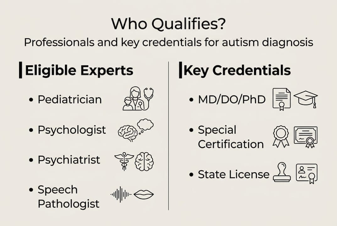Infographic of autism doctor types and credentials