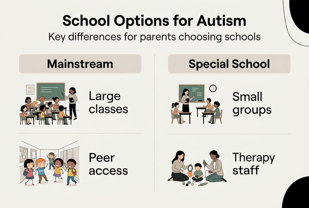Infographic comparing mainstream and special schools