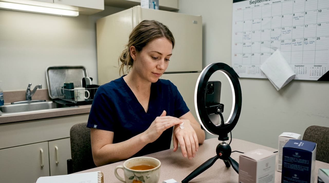 Med spa staff recording casual treatment demo video
