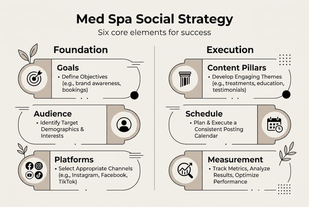 Infographic of six social strategy elements
