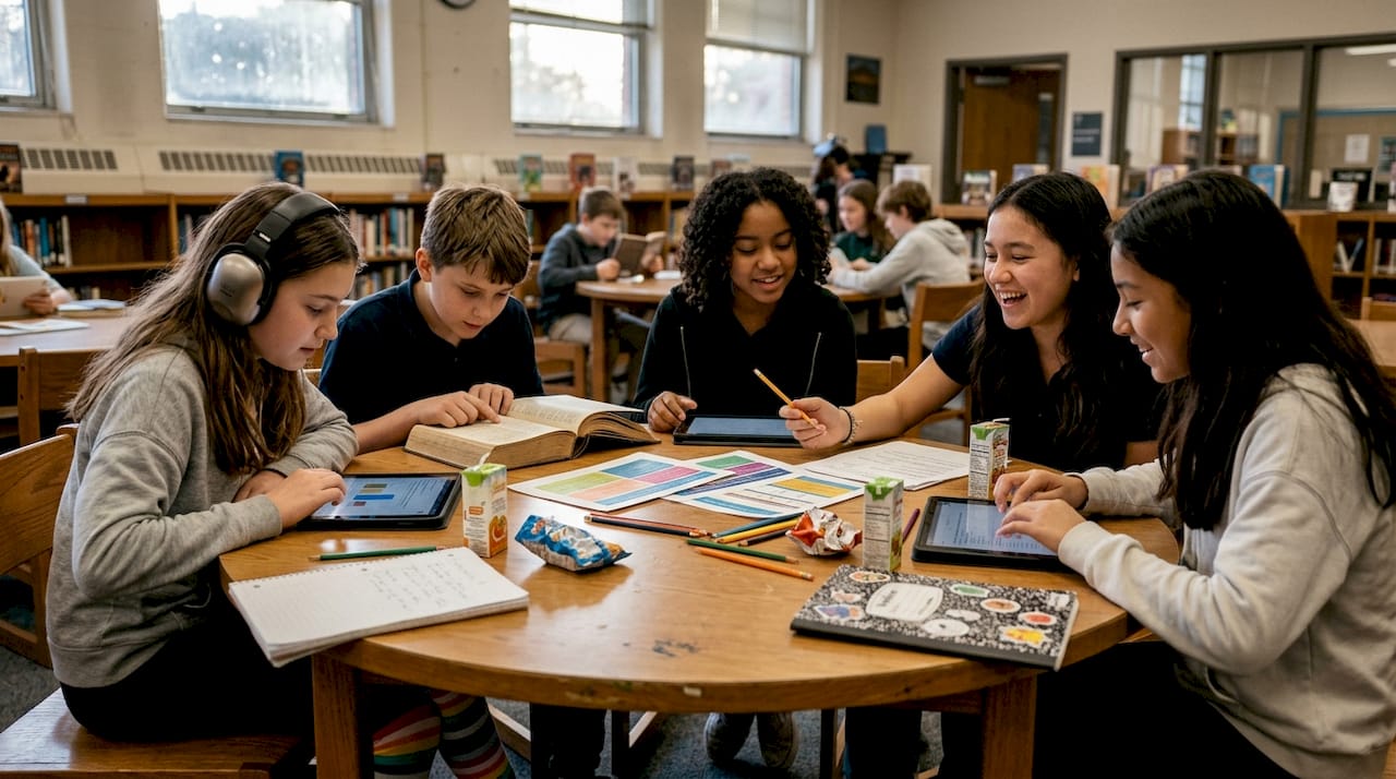 Students collaborating in inclusive education setting