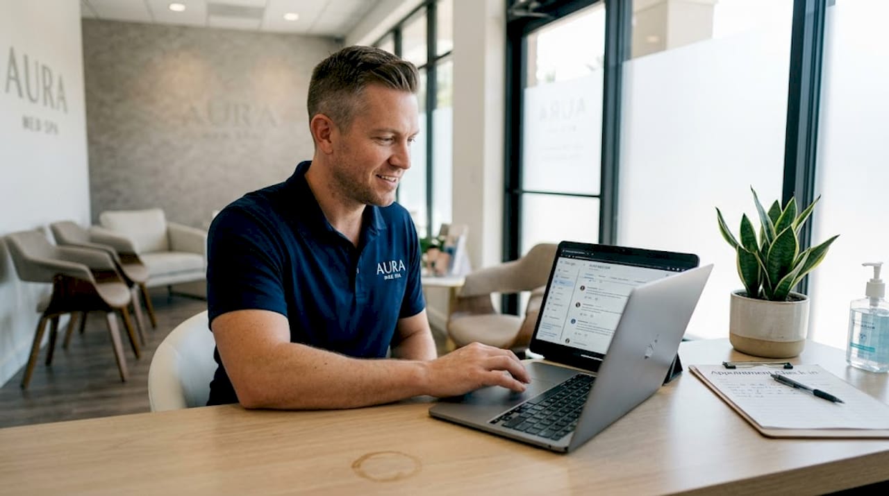 Med spa owner replying to Google reviews