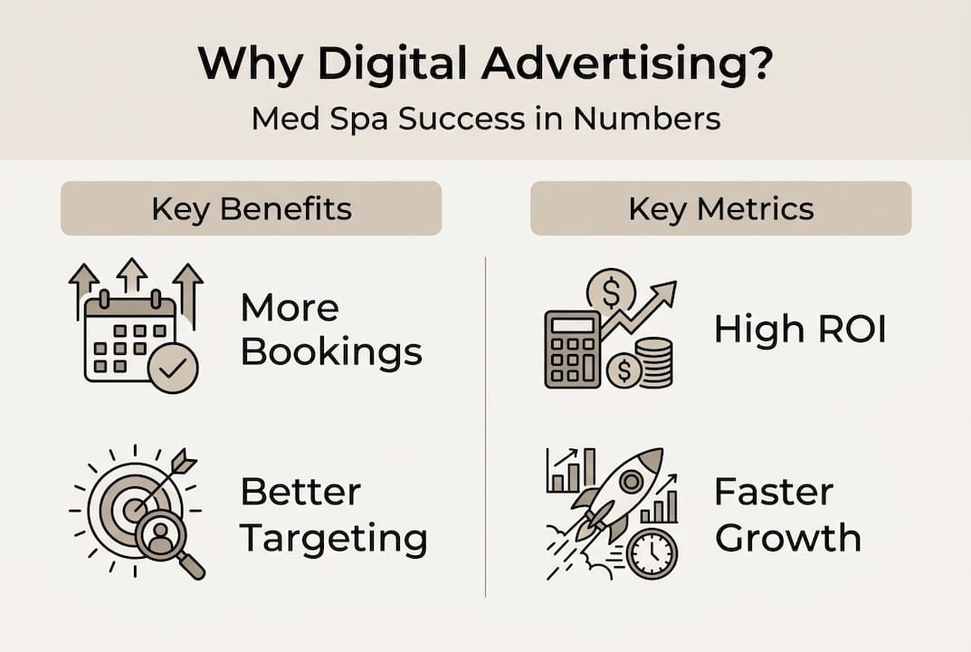 Infographic showing med spa digital ad benefits