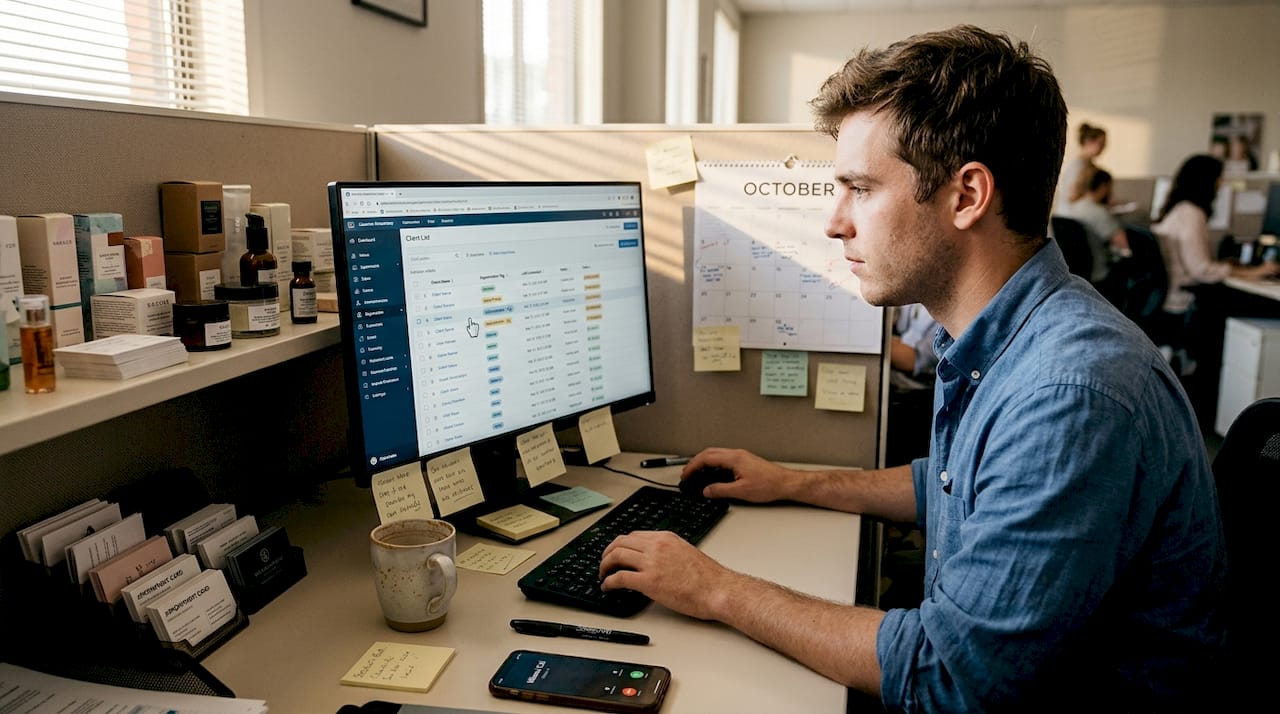 Med spa CRM tool in use at desk