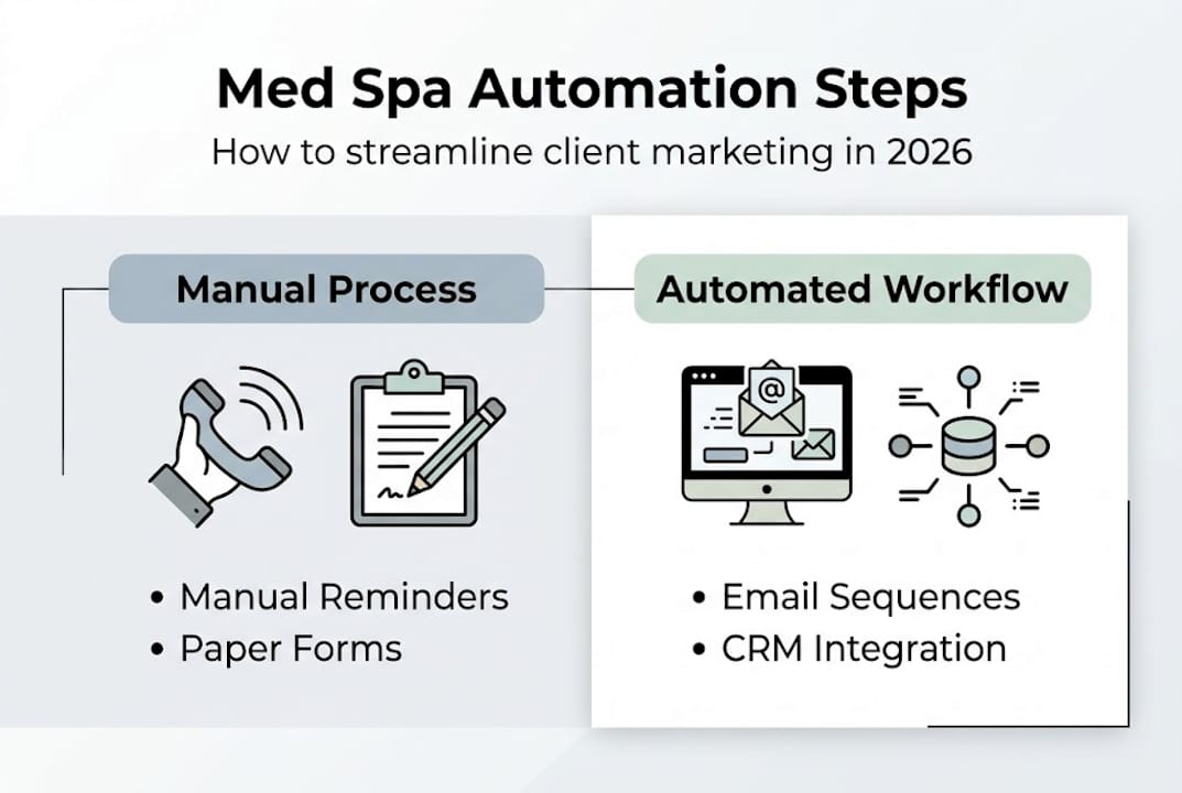 Infographic comparing manual and automated marketing steps