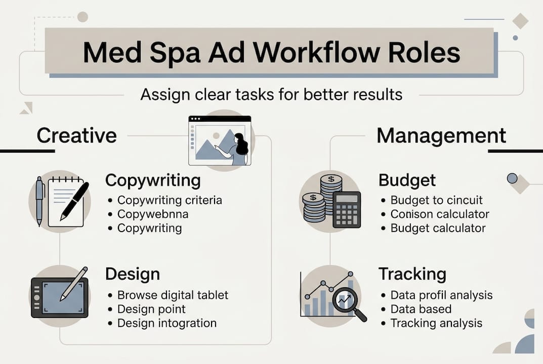 Infographic showing workflow roles for med spa ads