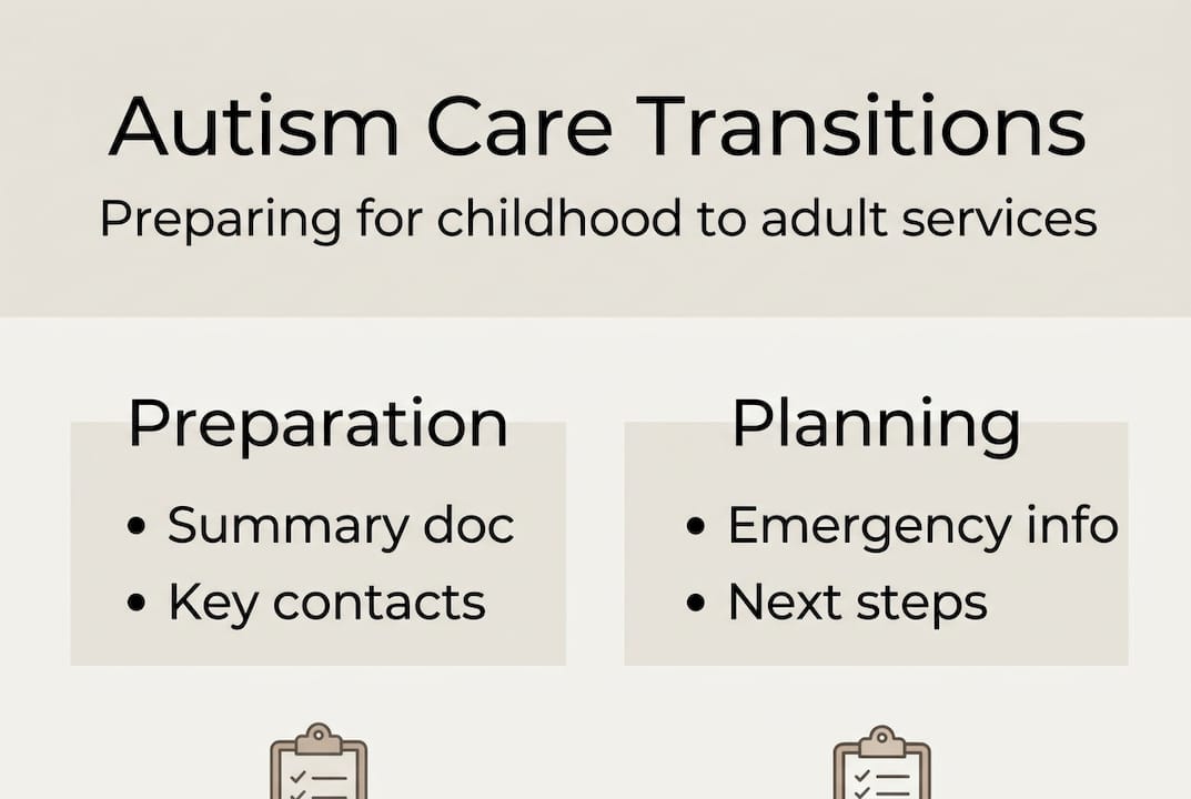 Infographic showing autism care transitions