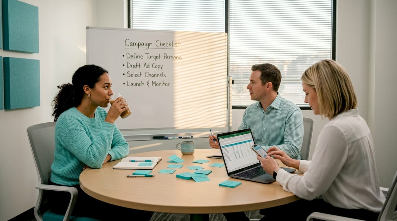 Marketing team planning measurable campaign