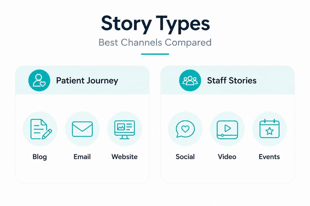 Infographic comparing med spa story channels