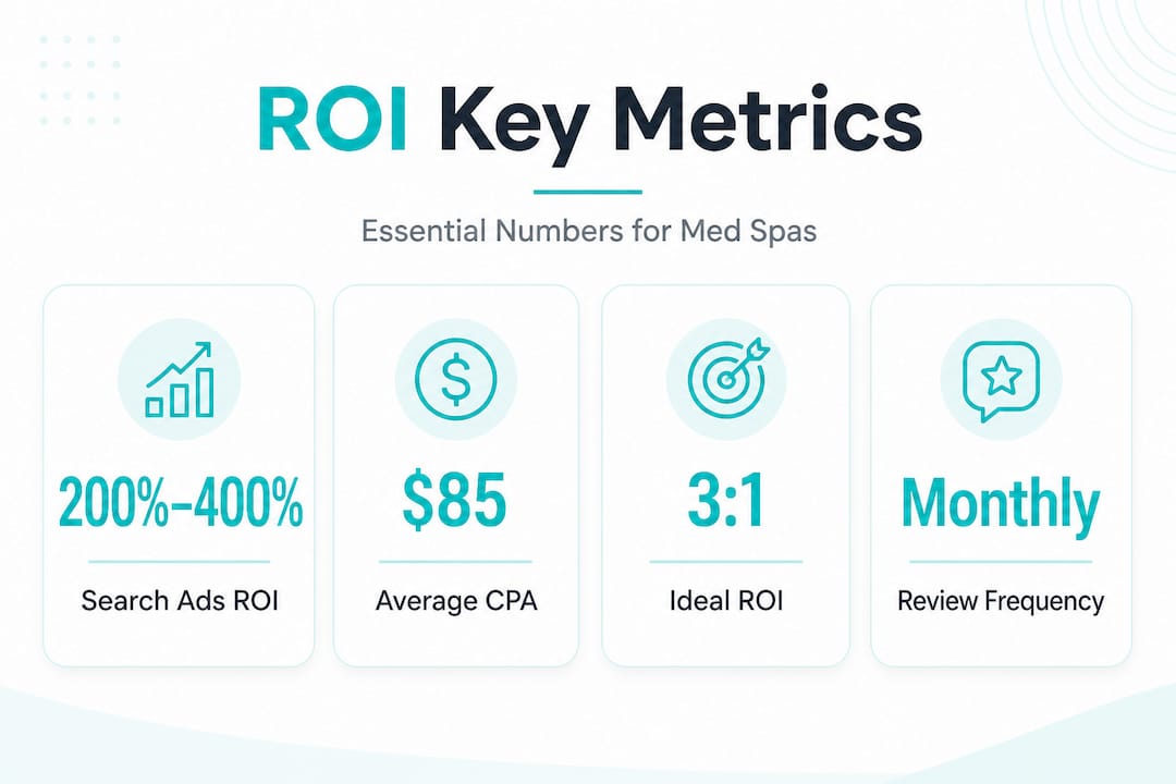 Infographic showing key med spa ROI metrics