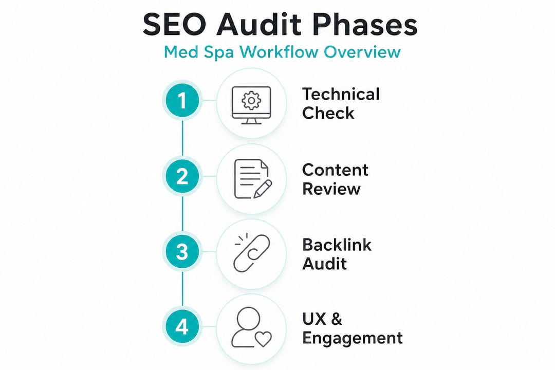 Infographic outlining main SEO audit phases