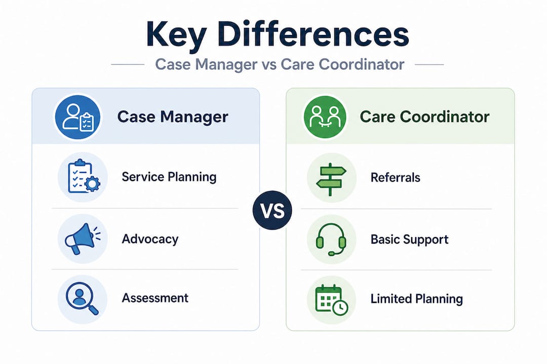 Infographic compares case managers and care coordinators