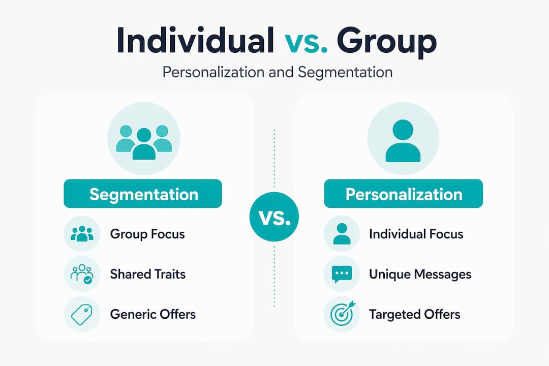 Comparison infographic for personalization versus segmentation