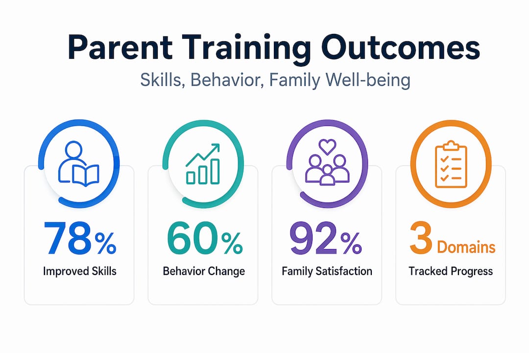 Infographic with statistics about parent training outcomes