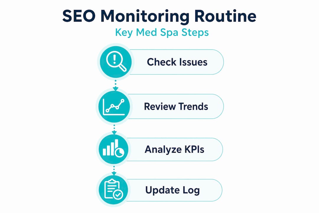 Infographic detailing key steps in SEO monitoring routine