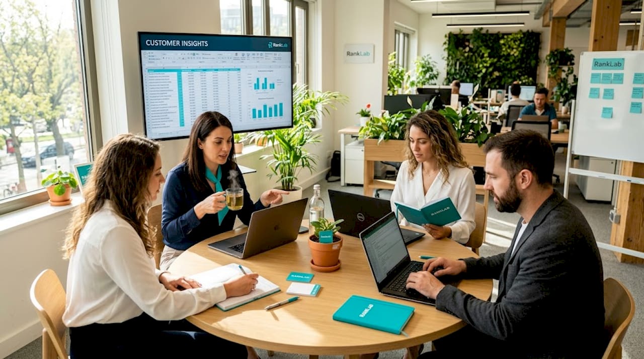 Coworkers reviewing customer data integration