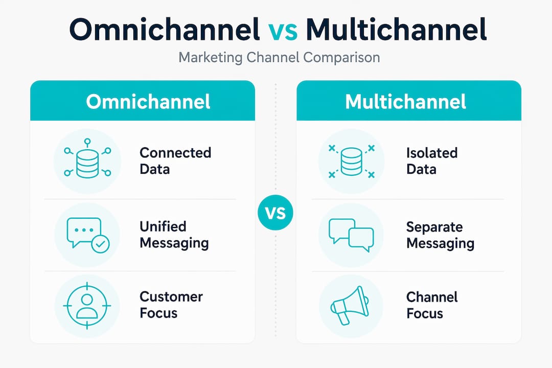 Infographic comparing omnichannel and multichannel