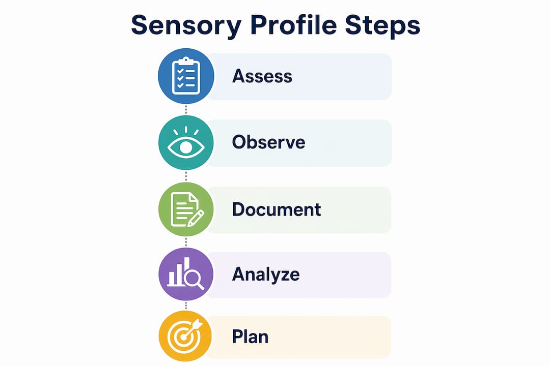 Infographic illustrating sensory profile assessment steps