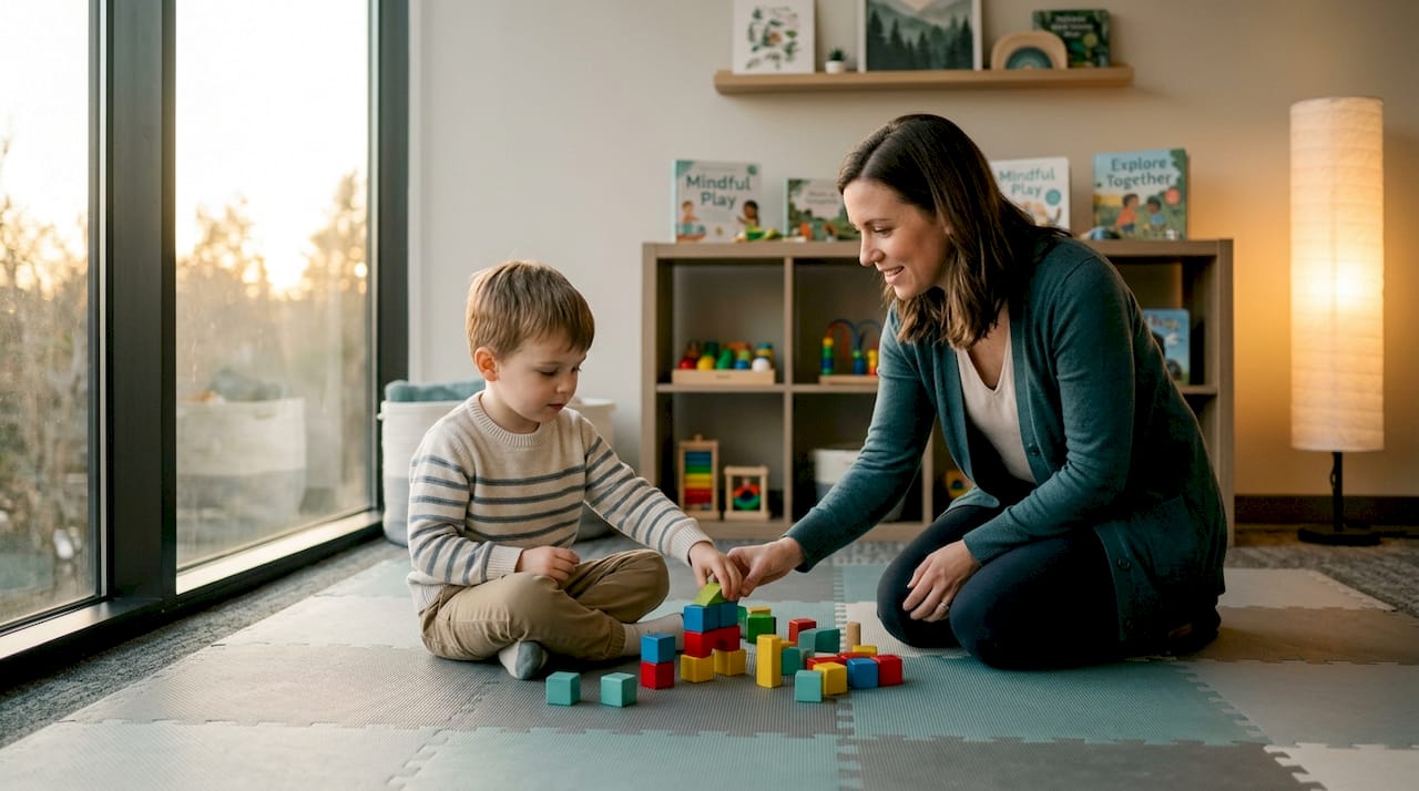 Child engaged in autism therapy session
