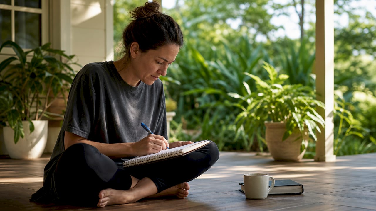 Close-up of caregiver writing autism behavioral log