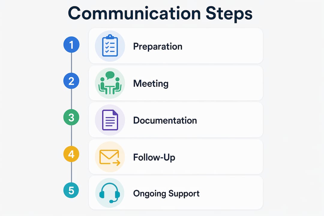 Infographic showing autism team communication steps