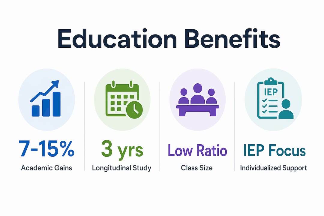 Infographic showing key benefits of special education for autism