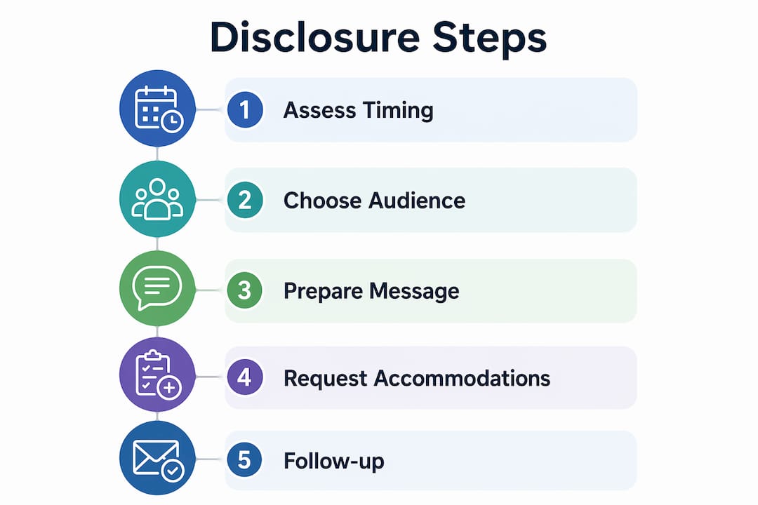 Infographic showing steps for autism disclosure at work