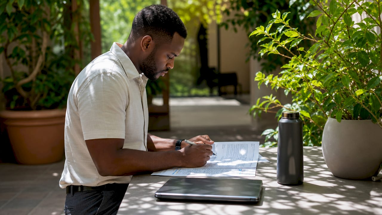 Clinician reviewing mental health assessment documents
